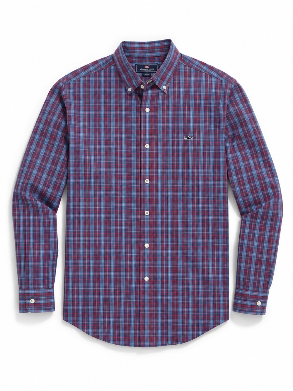 Vineyard Vines Men’s Slim Fit 100% Cotton Plaid Whale Button Down Shirt